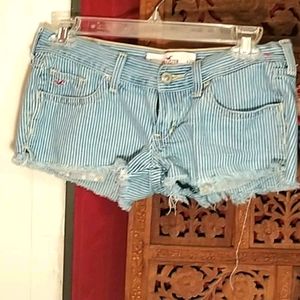 Hollister striped jean shorts